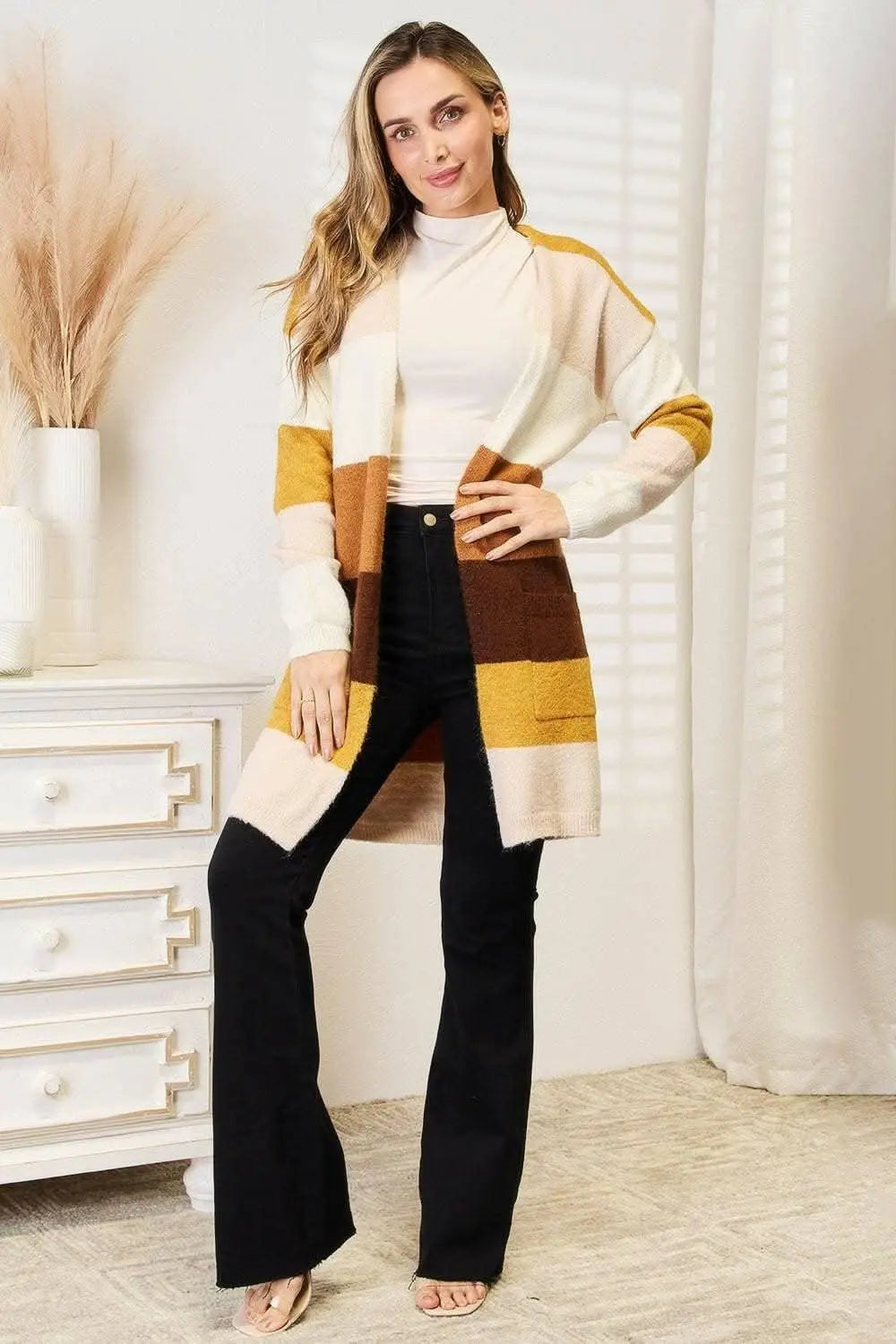 Chic oversized color-block cardigan - Love Salve